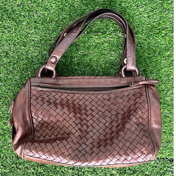 Vintage Bottega Veneta Brown Leather Bag with Small Mirror - Picture 1 of 17